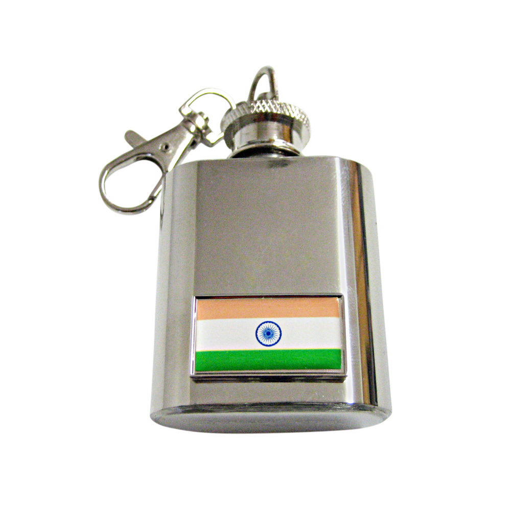 Thin Bordered India Flag Keychain Flask - image 1